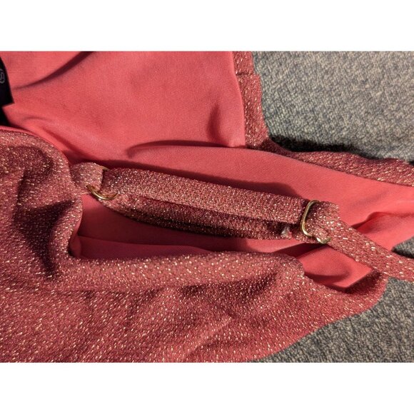 Beachriot Womens Sparkling Metallic Knit Cropped Tank Top S Pink/Gold Adjustable - Picture 5 of 6